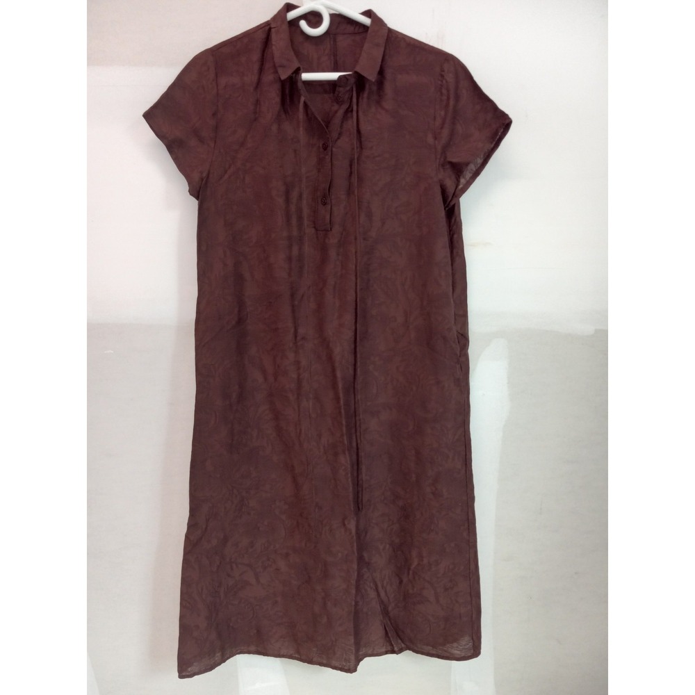 FIBFLX Womens Brown Lyocell Linen Midi Dress Career Casual Shift Size Small